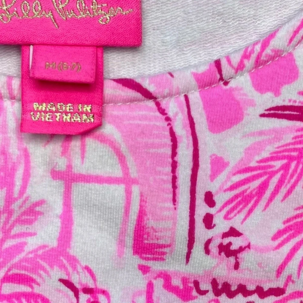 Lilly Pulitzer Kailyn Hot Pink Tiered Dress Pink Blossom Palm M 6 7